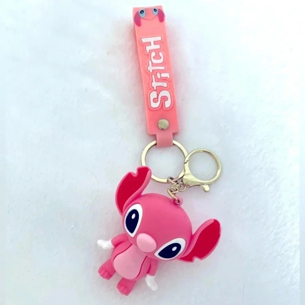 Stitch Angel Cartoon Character 3D Silicone Charm Keychain